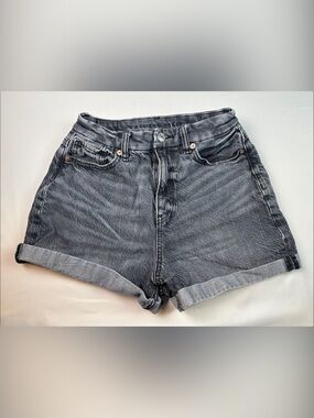 American Eagle Outfitters Washed Black Denim Shorts 0 Boyfriend Comfort Stretch
